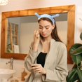 thumbnail image 4 of Paquete de 3 diademas de spa para mujeres, diadema para el cuidado de la piel, diadema de maquillaje con lindo caracol, diadema elástica de franela suave para lavar la cara, ducha, desmaquillado, más, 4 of 4