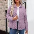 thumbnail image 2 of Women's Winter Quilted Jacket Lightweight Long Sleeve Button Down Diamond Puffer Outerwear Coat with Pockets, 2 of 7