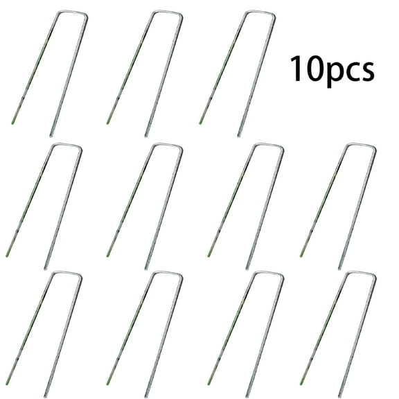 LAMIRO 10Pcs Garden Staples U Shaped Ground Anchors Stakes Pegs Pins Spikes for Securing Lawn Farm Sod Barrier Landscape Grass Fabric Netting,4inch