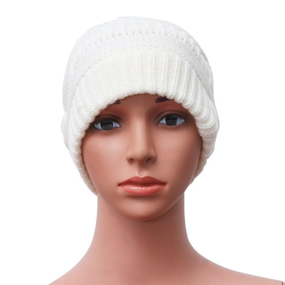 Niceauty Warm White Beanie Hat Knitted Stylish Cap Ideal for Winter Outdoors