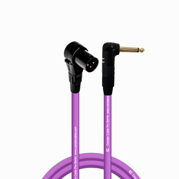Columber Cable - Right Angle XLR Male to Right Angle 1/4" TS 3-Pin Connector