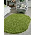 thumbnail image 1 of Unique Loom 3151417 3 ft. 3 in. x 5 ft. 3 in. Solid Shag Oval Rug, Grass Green, 1 of 2