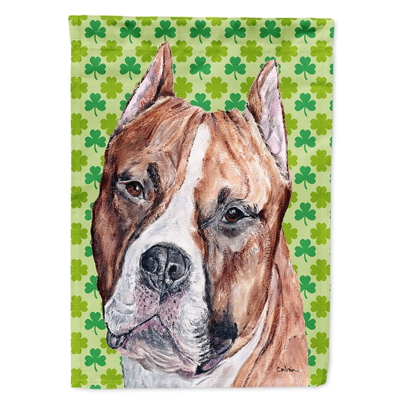 Staffordshire Bull Terrier Staffie Lucky Shamrock St. Patrick's Day Garden Flag