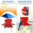 thumbnail image 3 of TeqHome Camping Chair with Canopy Shade Folding Beach Chair Support 220lbs with Adjustable Arm Cup Holder Detachable Umbrella Red, 3 of 9