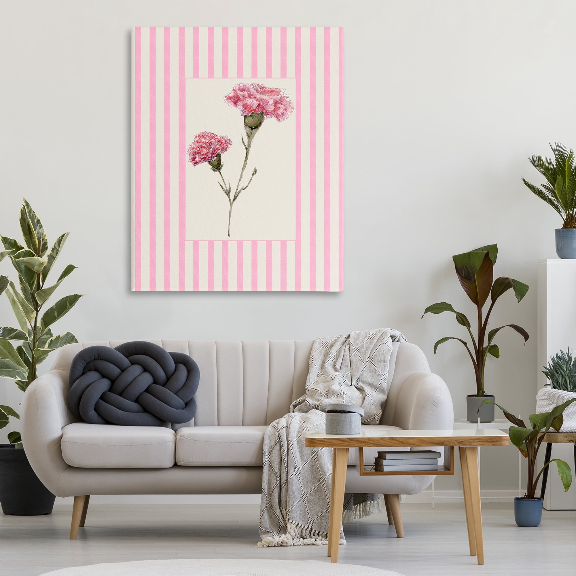 Pink Stripe Carnation Canvas Wall Art, design by Lisa Wehmeyer