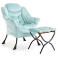 thumbnail image 1 of Sillón Acentuador con Otomano – Terciopelo – Asiento Tapizado – Patas Metálicas – Espacios Pequeños – Entrada, Dormitorio o Pasillo – Moderno, 1 of 8