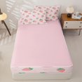 thumbnail image 4 of Erosebridal 3D Cartoon Fruit Zipper Queen Comforter Set with Fitted Sheet and 2 Pillowcases,Pink Sweet Strawberry Zipper Bedding Set For Girls,Pink Reversible,4 Pieces, 4 of 7