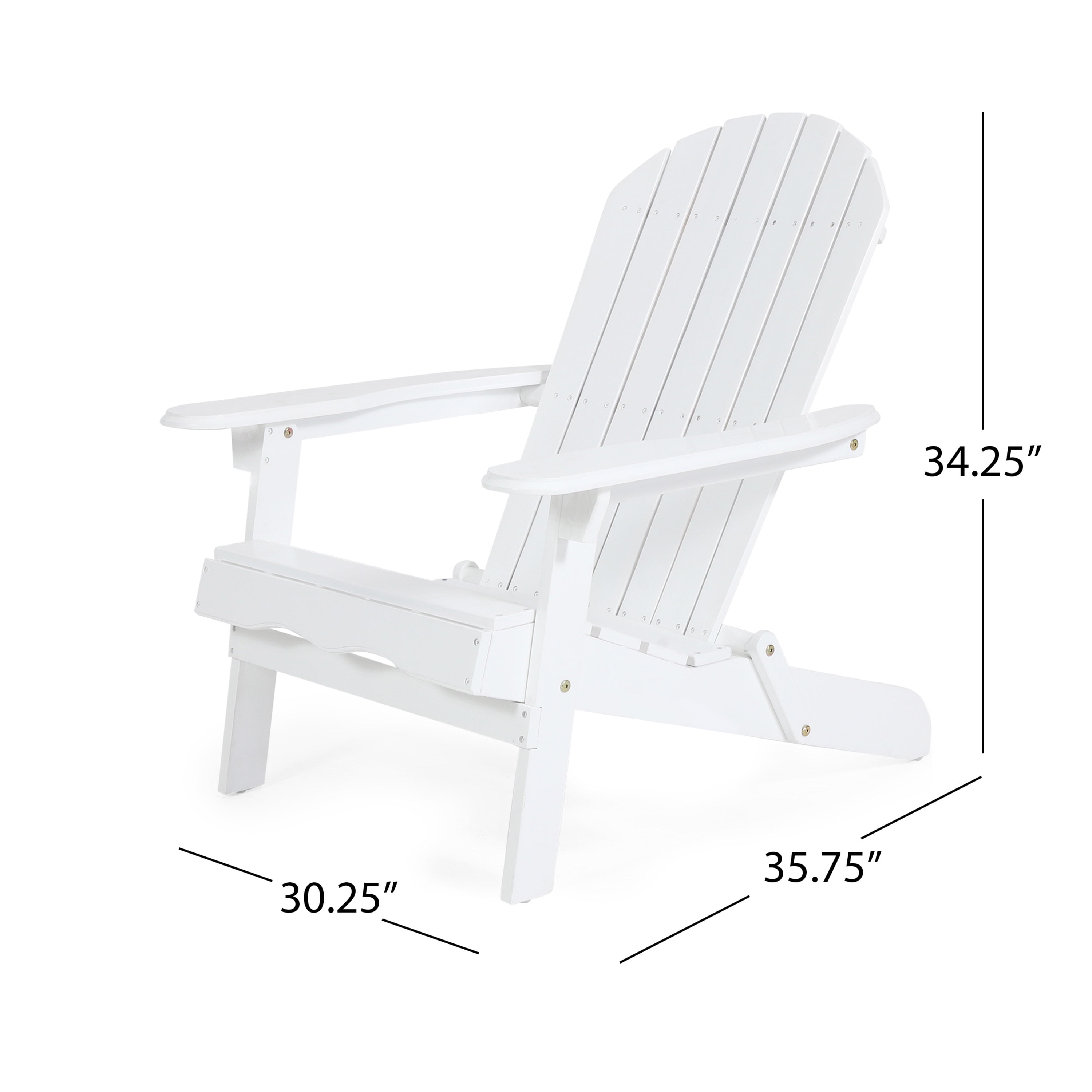 Ariel Outdoor Acacia Wood Folding Adirondack Chairs with Cushions (Set of 4), White and Khaki