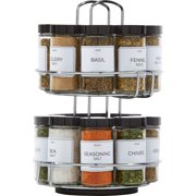 Kamenstein 16 Jar Revolving Spice Rack, Chrome Wire, Pre-Filled