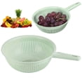 thumbnail image 2 of 12.6 Inch Plastic Strainer Colander with Long Handle, Round Kitchen Strainer Basket, Hollow Drain Basket, Washing Vegetables Rice Washing Sieve, Round Perforated Drainage Basket,Green, 2 of 4