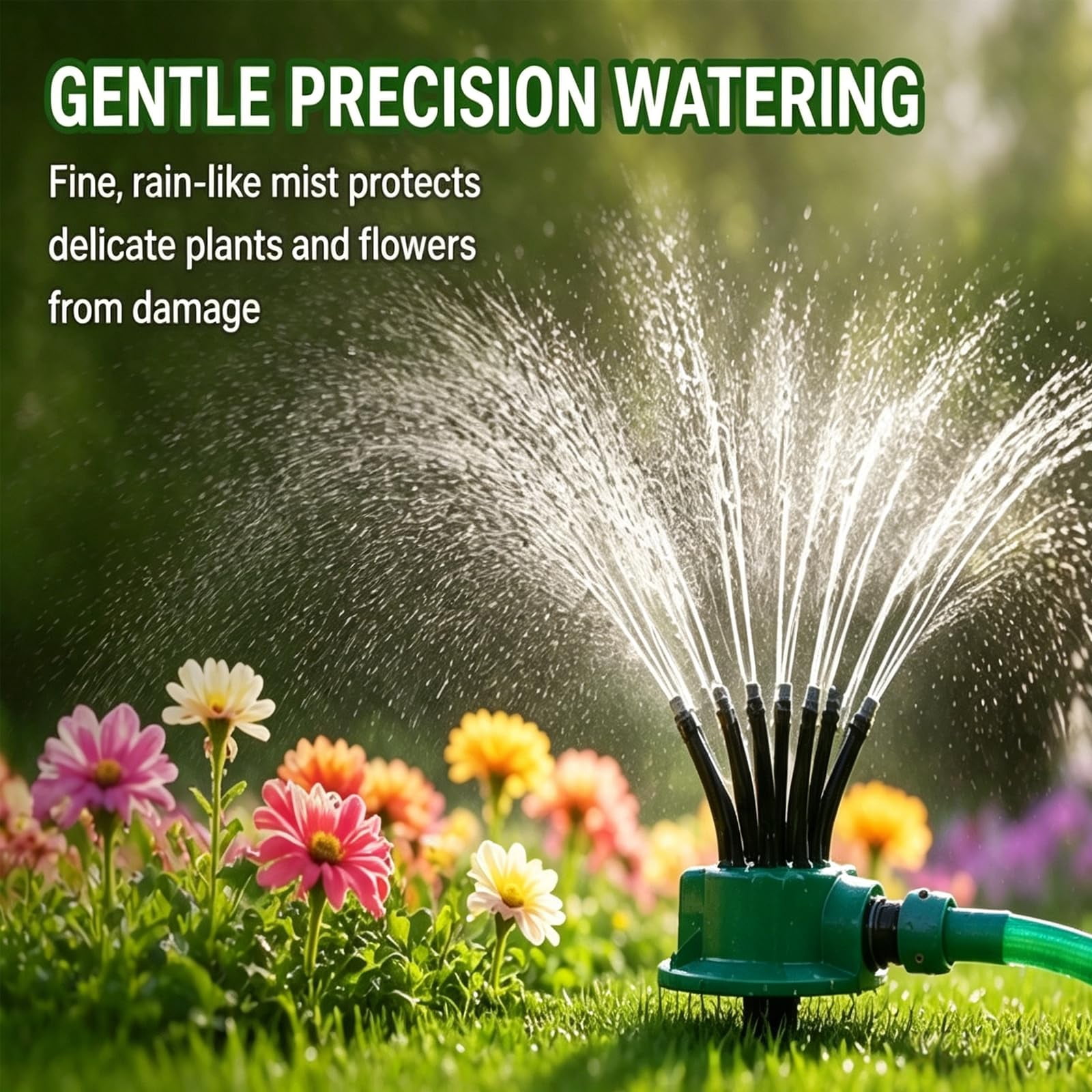 360° Coverage Precision Garden Irrigation Sprinkler with Heavy-Duty Spike Base, Automatic Rotating Lawn Sprinkler, for Yard, Lawn Sprinkler