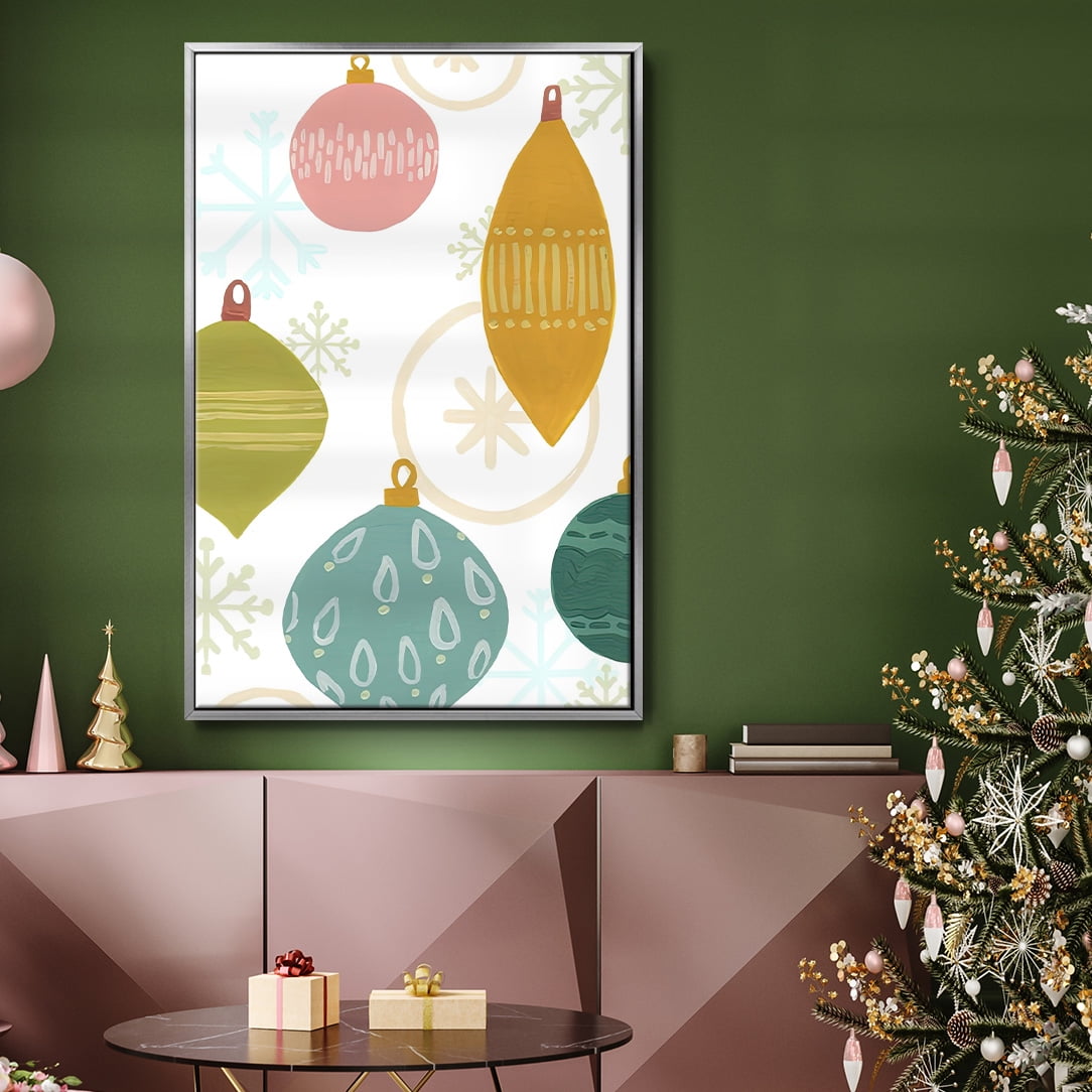 Modern Holiday Collection B - Framed Gallery Wrapped Holiday Canvas - 17 x 25 - Silver Frame