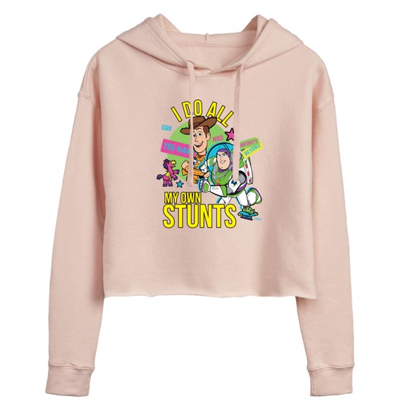 Toy Story 4 - I Do My Own Stunts Woody And Buzz - Juniors Cropped Pullover Hoodie