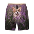 thumbnail image 4 of Lsque Mens Swim Trunks Dog in Lavender Flowers Pattern - Bathing Suit Compression Liner - Beach Swim Shorts Swimwear - (S-3XL) - Stretch Quick Dry -Large, 4 of 9