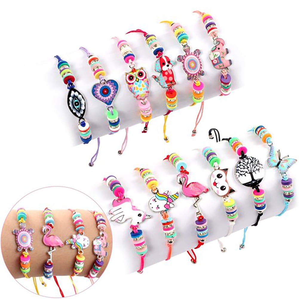 ANTIC DUCK 12Pcs Girls Friendship Bracelets for Party Favors Pretend Play Colorful Animal Pendants Bracelets Jewelry for Girls Gift
