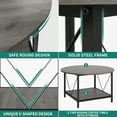 thumbnail image 6 of Dextrus Round Coffee Table with Storage, Rustic Living Room Tables with Sturdy Metal Legs, Dark Gray, 6 of 7
