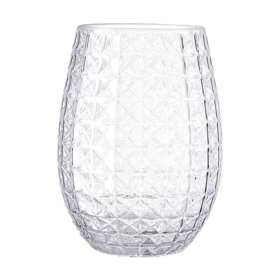 ACDANC Stemless Plastic Wine Glasses 12Oz - Shatterproof Unbreakable Bpa-Free Plastic Pineapple Design Cups for Liquor Cocktails Pool Parties Wedding Reusable & Recyclable