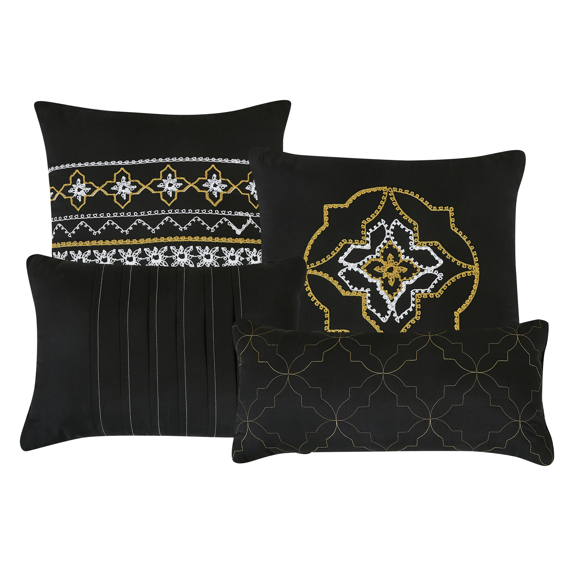 EvJk 7-Piece Luxury Comforter Set, Ornate Embroidered Artistry, King