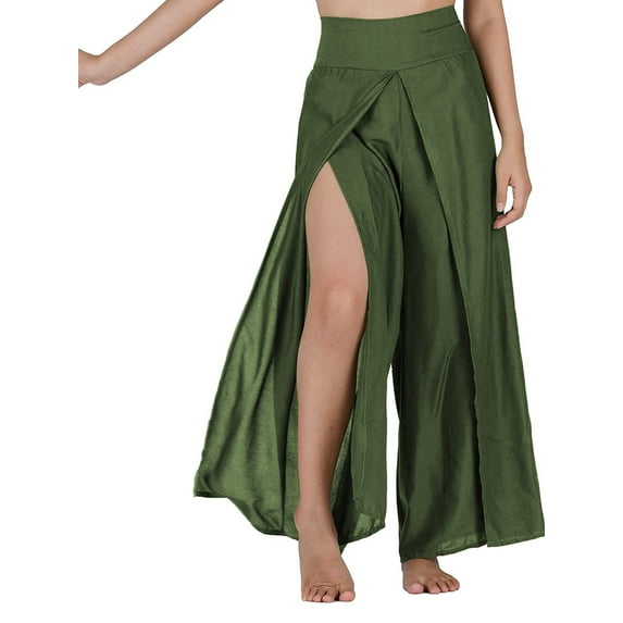 Liacowi Women Casual High Waist Palazzo Pants Split Wide Leg Flowy Trousers Loose Flared Long Pants Beachwear