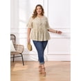 thumbnail image 2 of DARING DIVA Women's Plus Ditsy Floral V Neck Tie Front Ruffle Sleeve Blouse 4X Beige, 2 of 6