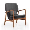 thumbnail image 1 of Manhattan Comfort Bradley Chaise d'Appoint en Lin Charbon et Noyer, 1 of 3