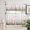thumbnail image 2 of 3 Piece Kitchen Curtains and Valances Set Wild Flowers Cafe Curtains 24 Inch Length Spring Butterfly Watercolor Country Floral Valance & Tier Curtain for Living Room Bedroom Window 54"x18"+27"x24"*2, 2 of 6