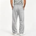 thumbnail image 6 of Umfun Men Loose Wide Leg Sweat Pants Solid Casual Comfort Basic Trousers Soft Daily Home Street Full Length Pants, 6 of 8