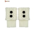 thumbnail image 2 of Spencer 2 Pairs Women Short Boot Socks Winter Crochet Knitted Boot Cuffs Socks Leg Warmer Button Toppers "White", 2 of 7