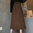 thumbnail image 7 of Ynynloco Corduroy Skirt for Womens Elastic High Waist Stretch A-Line Midi Skirt with Belts Solid Color Loose Fit Comfy Long Skirt, 7 of 7