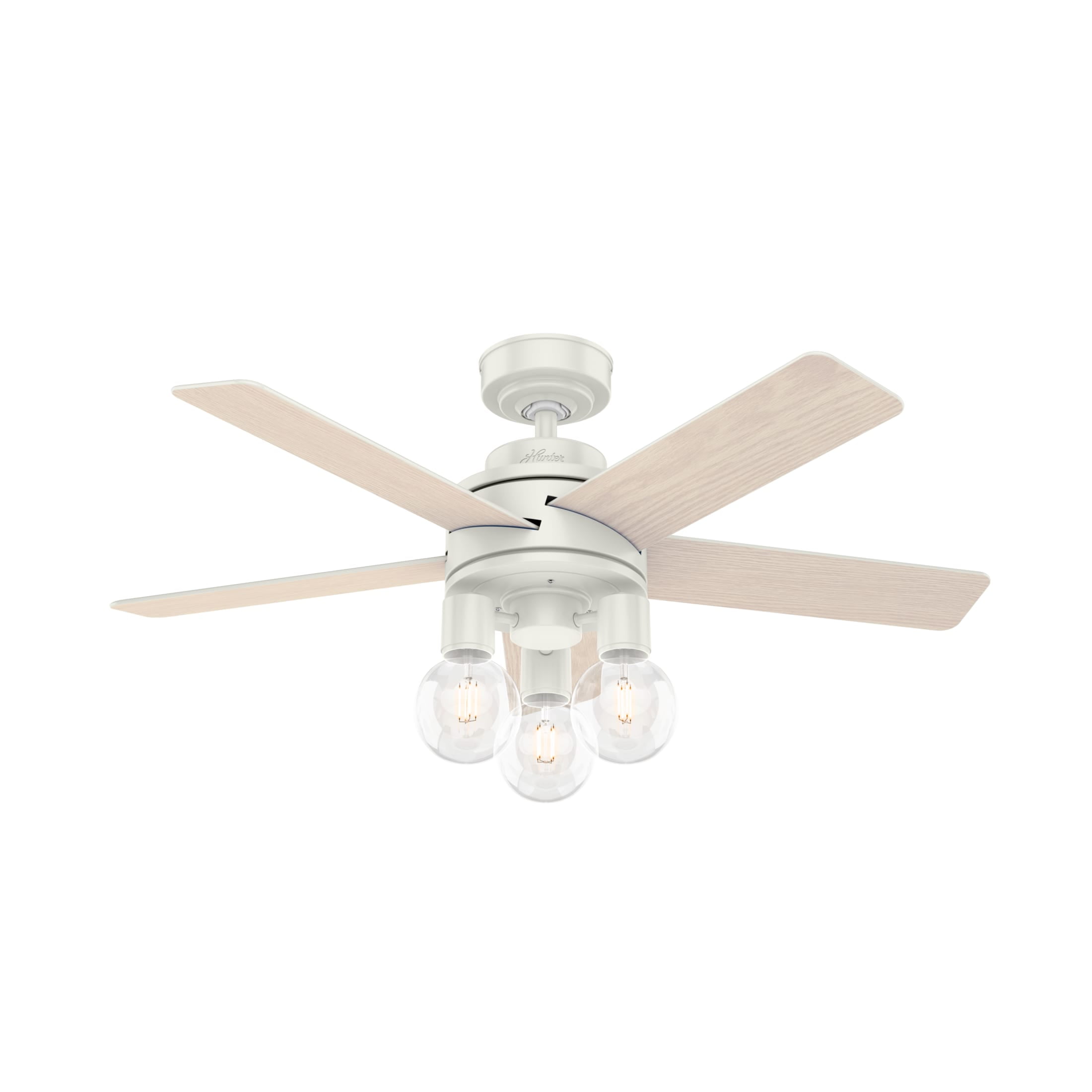 Hunter - Hardwick Indoor Ceiling Fan With Light, Remote, 44-inch, Fresh White, Casual-style, 4-speed WhisperWind Motor, 51331, for Living Rooms, Bedrooms