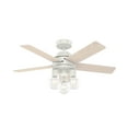 thumbnail image 3 of Hunter - Hardwick Indoor Ceiling Fan With Light, Remote, 44-inch, Fresh White, Casual-style, 4-speed WhisperWind Motor, 51331, for Living Rooms, Bedrooms, 3 of 13