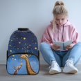 thumbnail image 2 of Pzuqiu Night Giraffe Kids Backpack for Elementary Students Ages 6-12 17 Inch Large Capacity School Bag with Adjustable Straps Back to School Essential for Class Travel Use, 2 of 7