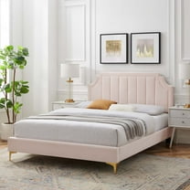 Modway Sienna Performance Velvet Full Platform Bed in Pink