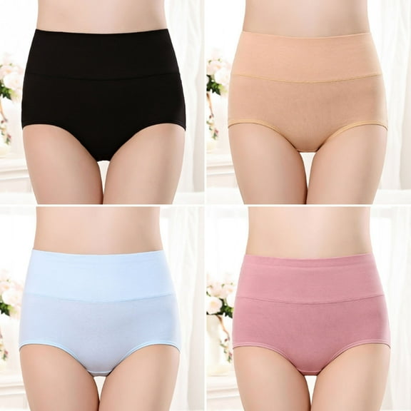Posijego 4 Pack Women's Underwear Full Coverage Cotton Briefs Panties Breathable Stretch Panties for Women
