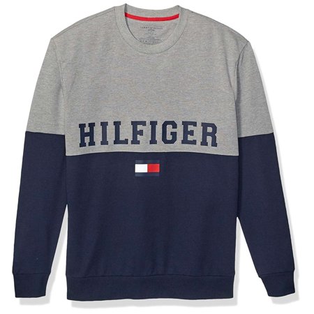 Tommy Hilfiger Mens Hilfiger Color Block Crew Neck Long Sleeve T-Shirt