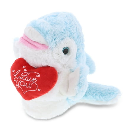 UPC: 0769498048047 | DolliBu I LOVE YOU Dolphin Soft Plush Hand Puppet – Cute Stuffed Animal with Heart And With Name Personalization For Valentine Anniversary Romantic Date Boyfriend & Girlfriend Gift – 13
