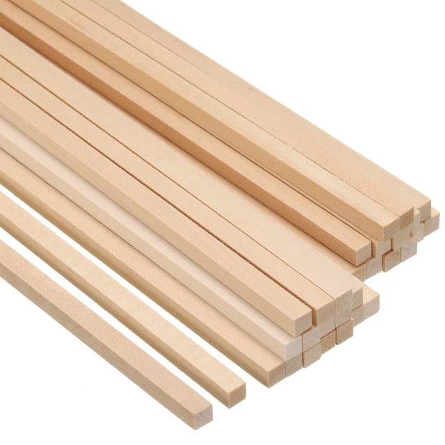 Unique Bargains 1/4 Inch Dowel Rods Wood Sticks 12 Inch Long Square Wooden Dowels 30 Pcs