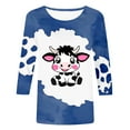 thumbnail image 3 of Oplxuo Cute Cow Printed 3/4 Sleeve T-Shirts for Women Crewneck Dressy Blouse Loose Pullover Casual Tunic Tee Tops, 3 of 3