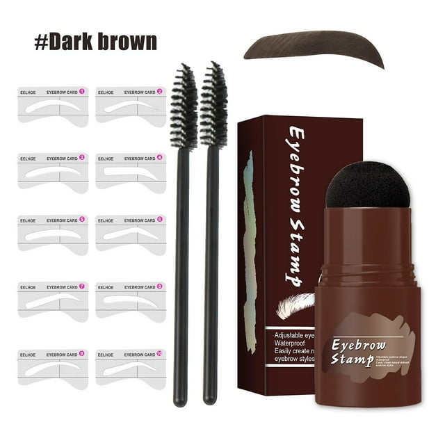 JFBUJC Eyebrow Stamp Stencil Kit, Long Lasting & Waterproof Eyebrow Stamp And Shaping Kit For Perfect Brow, With 10 Reusable Eyebrow Stencil And 2 Spiral Eye