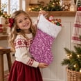 thumbnail image 2 of MKOSPLRT Pink Large Christmas Stockings,17.2 Inch Sequin Personalized Xmas Stockings, Soft Plush Hanging Ornament for Fireplace Window Door Farmhouse Family Christmas Decorations, 2 of 8