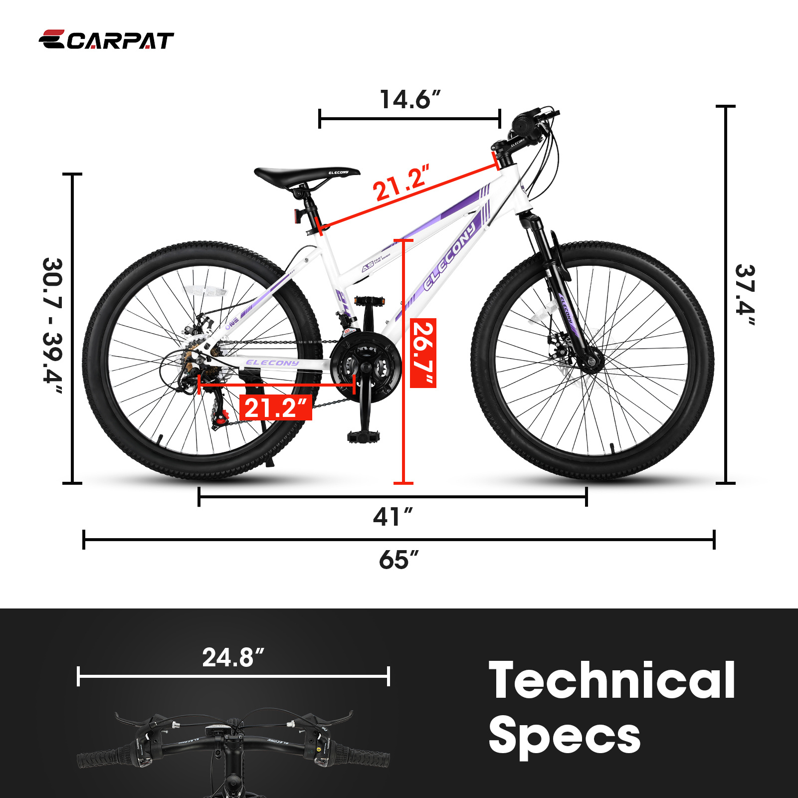 Adults Mountain Bike, 26-inch Wheels, Shimano 21 Speed Gear White Mountain Women Bicycle in White
