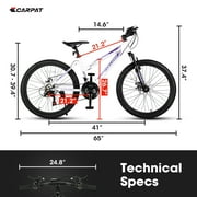Adults Mountain Bike, 26-inch Wheels, Shimano 21 Speed Gear White Mountain Women Bicycle in White