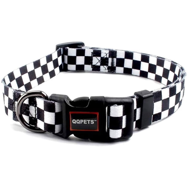 Collar de adiestramiento para perros pequeños, ajustable, resistente y duradero (blanco y negro), talla M