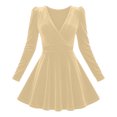 thumbnail image 4 of Levmjia Women's Velvet Dress Long Sleeve Deep V Neck Cocktail Party Mini Dress Bodycon Wrap Dress with Belt for Formal Evening, 4 of 7