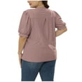 thumbnail image 4 of XuJwPNcy Womens Plus Siz Tops Short Sleeve V Neck Shirts Lightweight Flowy Loose Blouse Tees Hollow out Top, 4 of 7