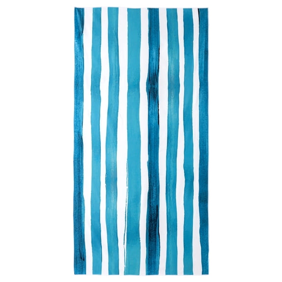 Unique Bargains Striped Lightweight Quick Dry Absorbent Beach Towel Aqua Blue 63" x 31"