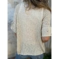 thumbnail image 4 of Hollow V-Neck Single Button Loose Short Sleeves, Women's Crochet Cardigan Blouse, Lace Cardigan for Women, 4 of 5