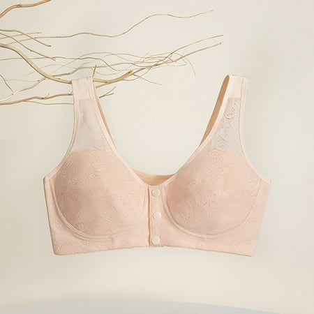 REORIAFEE Womens Underwear and Bras Front Closure Wireless Gathered Together Bras Solid Brassiere Breathable Wide Strap Comfy Corset Underwear Classic Comfortable Support Lingerie Red XXXL