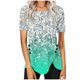 thumbnail image 1 of Blusas de Manga Corta para las Mujeres Botón Impreso Cuello Redondo Top Casual, Blusas para las Mujeres Casual, 1 of 5