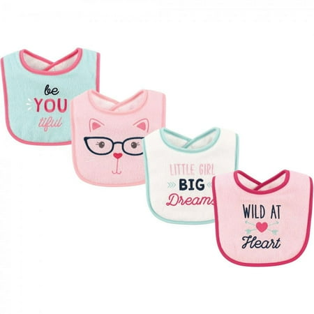 UPC: 0660168023992 | Luvable Friends Baby Girl Cotton Drooler Bibs with Fiber Filling 4pk Heart One Size